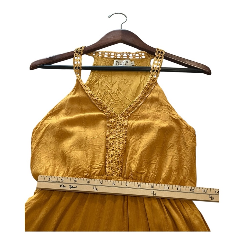 Molly Bracken Women’s Dress Lace Trim Midi  Yellow Sleeveless Western Small - Picture 10 of 16